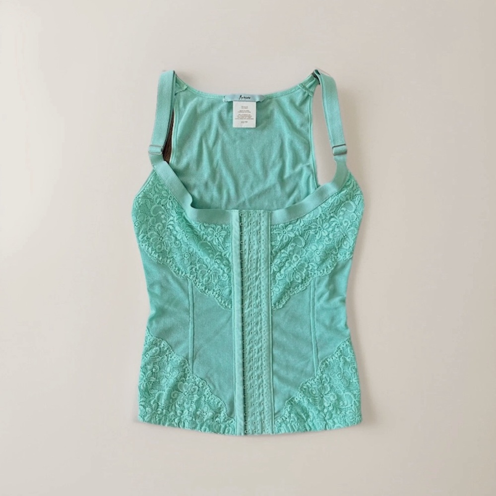 MARCIANO Turquoise Blue Lace Strap Corset Top Y2K Designer Corset Size XS
